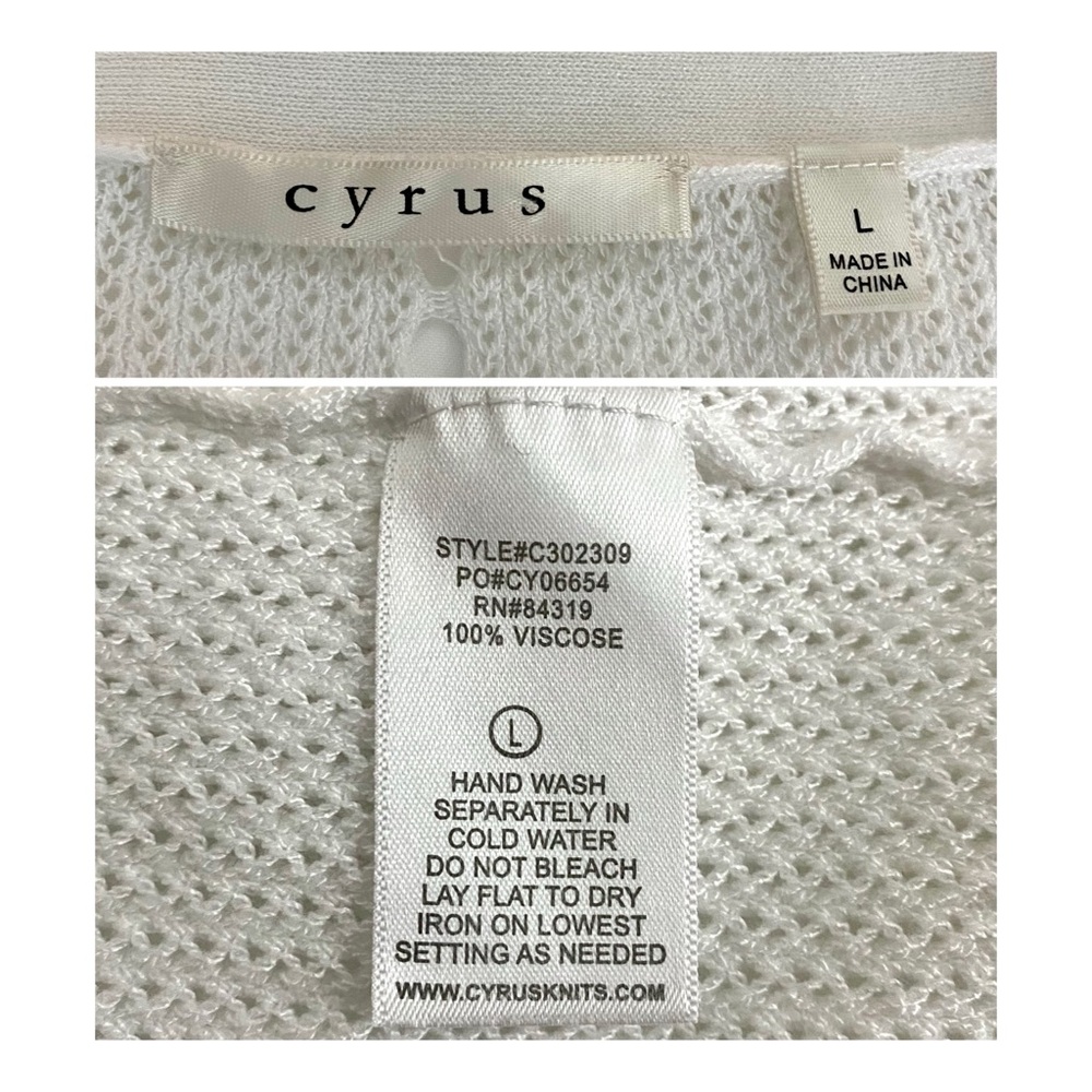 Cyrus Open Front White Cardigan Long Sleeves Lightweight Beachy L - Picture 8 of 12